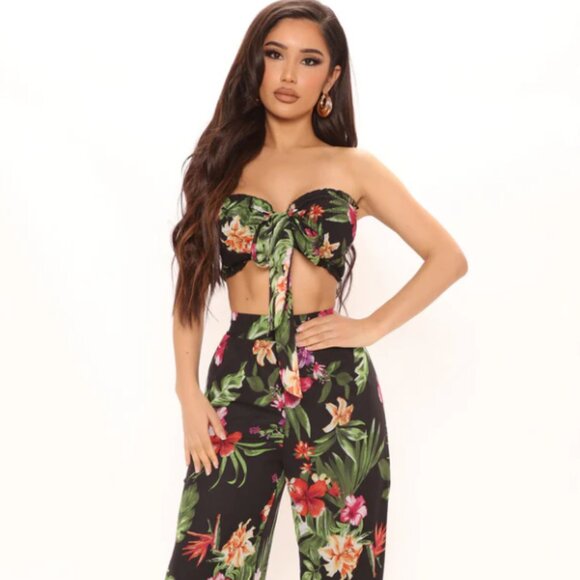 Fashion Nova Junie Tropical Set Top Size L NWT - Picture 1 of 10
